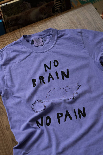 No Brain No Pain T-Shirt Graphic Tee - Nineties Purple