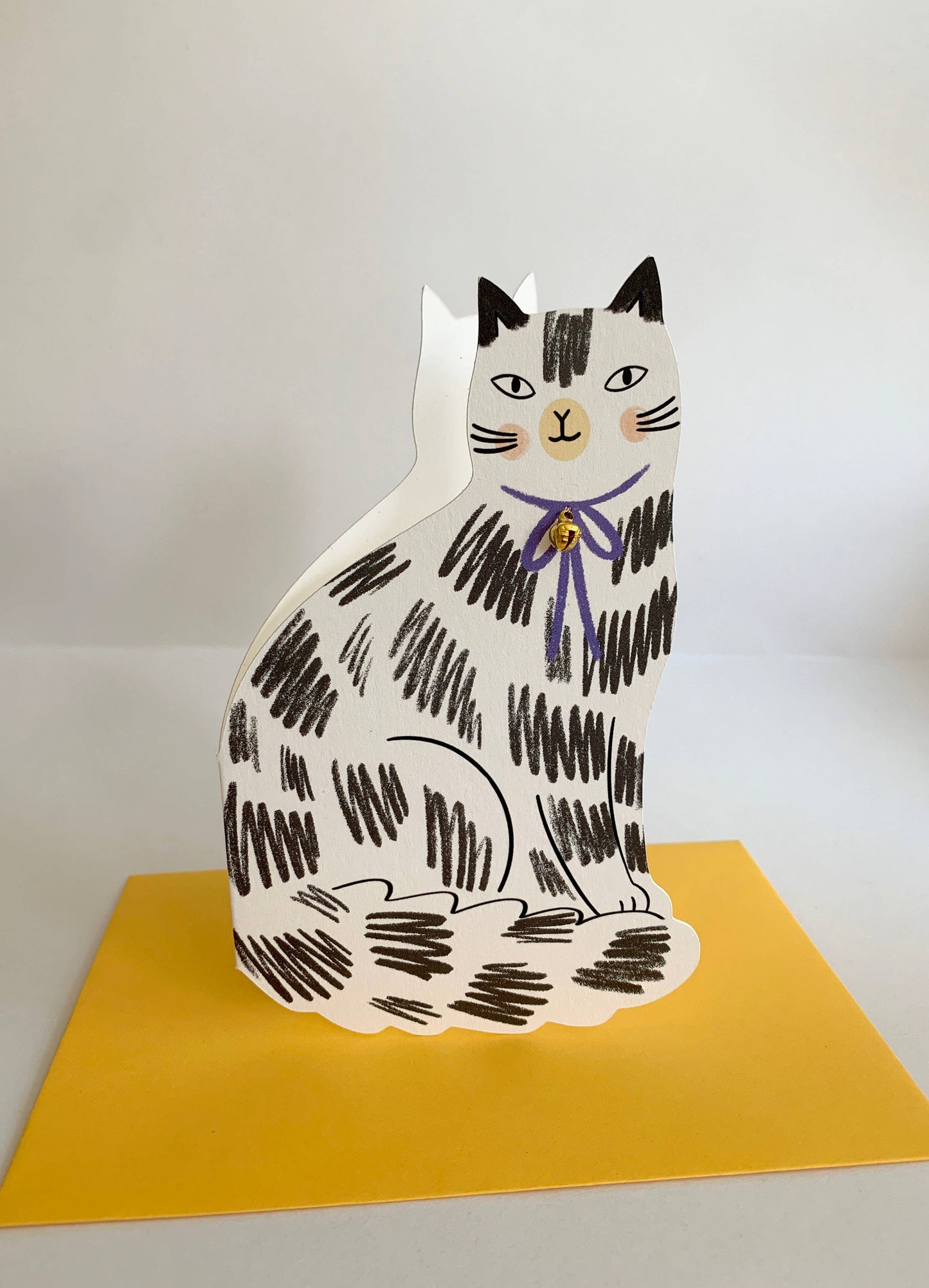 Sitting Kitty Shaped Greeting Card Loveheart stacked with other Kitty Kenda shaped cards