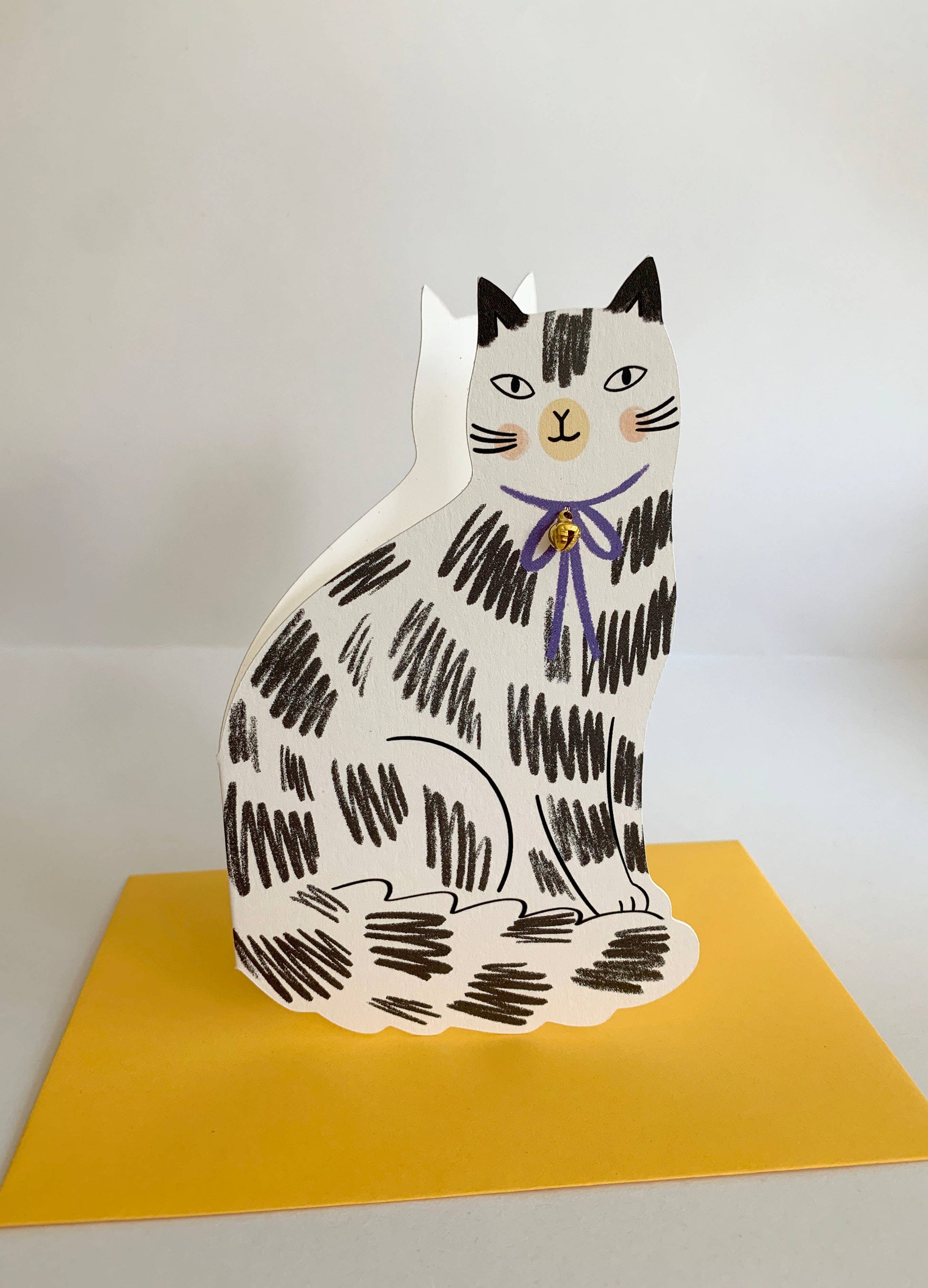 Sitting Kitty Shaped Greeting Card Loveheart stacked with other Kitty Kenda shaped cards