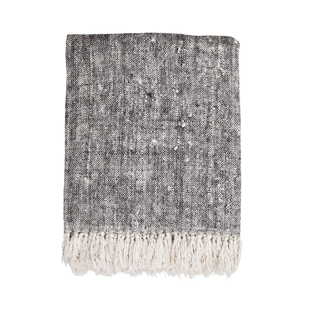 Waste Cotton Throw - Duo Tone Black / White