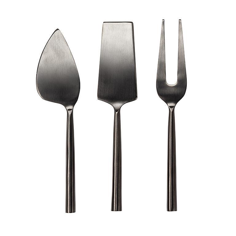 S/3 Matte Black Cheese Knives