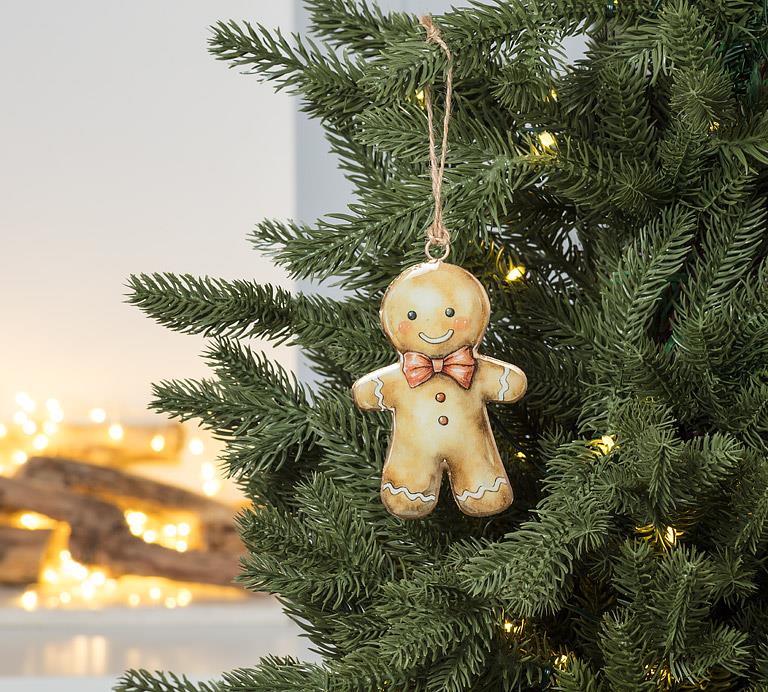 Back view of the double-sided metal Gingerbread Man Ornament.