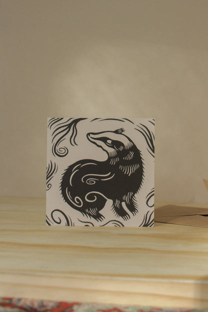 Close-up of the badger illustration's linework detail
