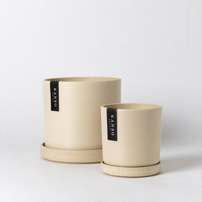 Kanso Designs Planter + Saucer 4” - White Stone