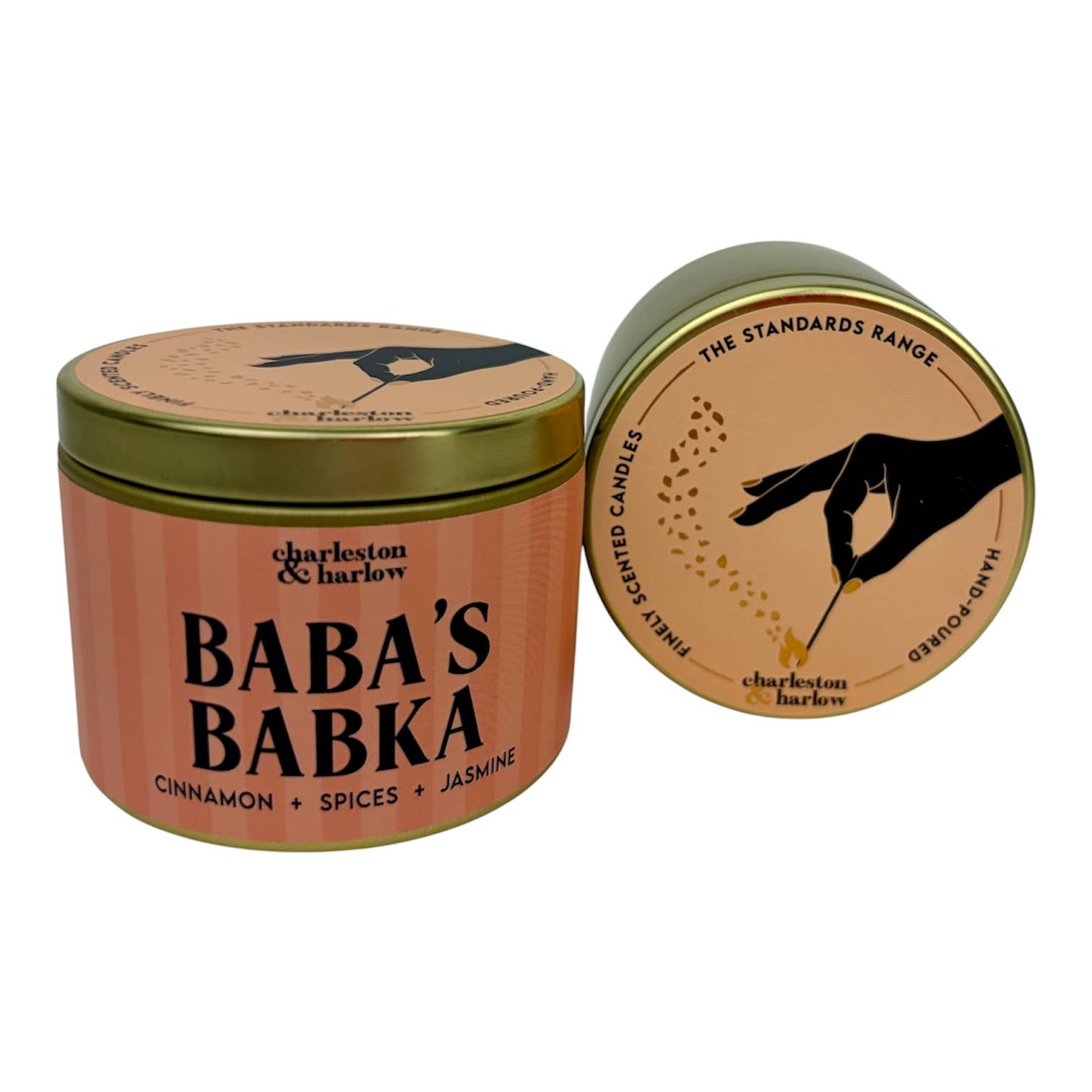 Charleston & Harlow Standards Range gold travel tin candle collection