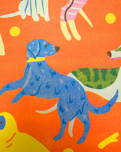 Sight Hound risograph print shown unframed - PABOOM