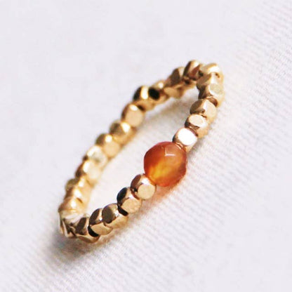 Elastic Ring w/Stone Orange/Gold