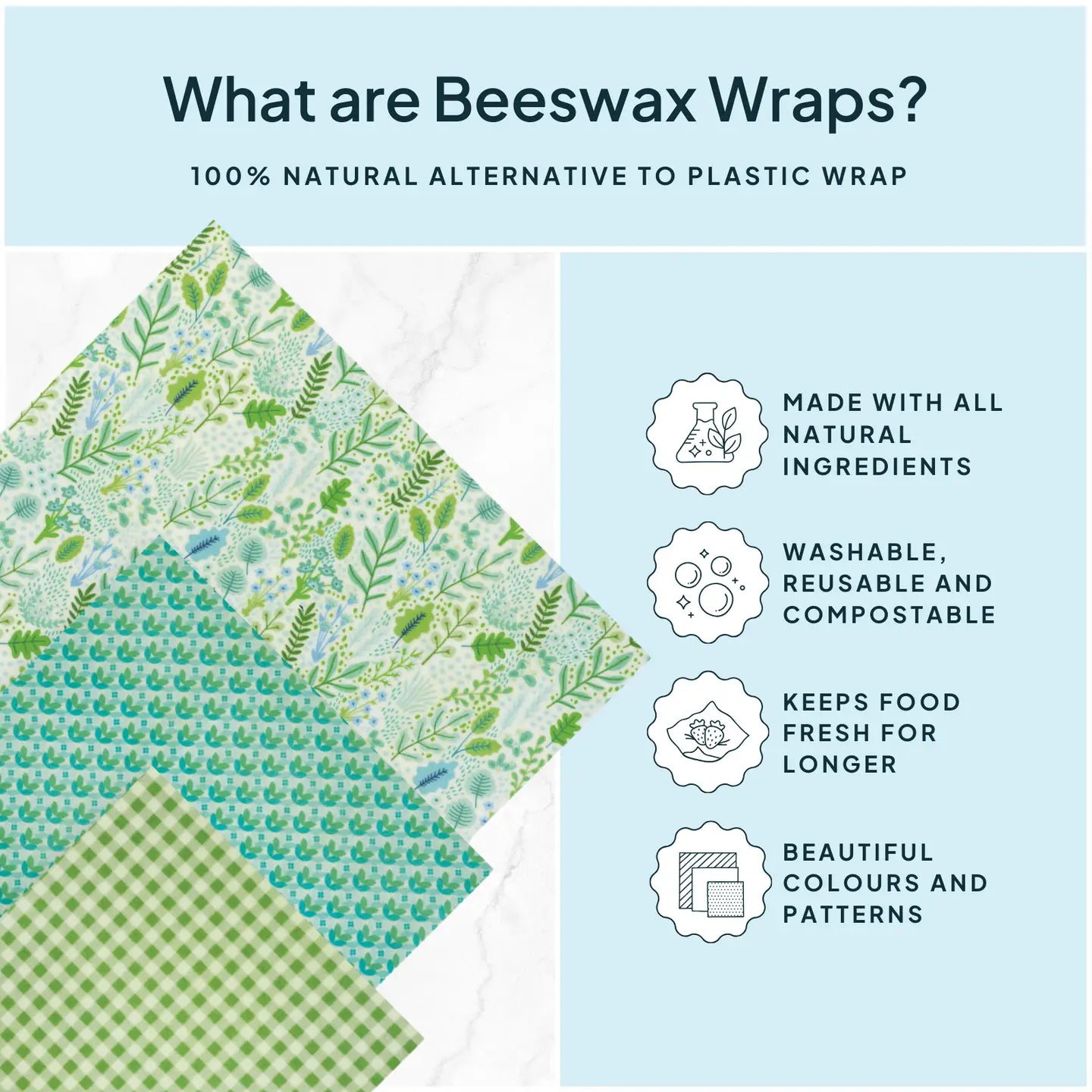 Wildflower Beeswax Wrap Variety Set Green