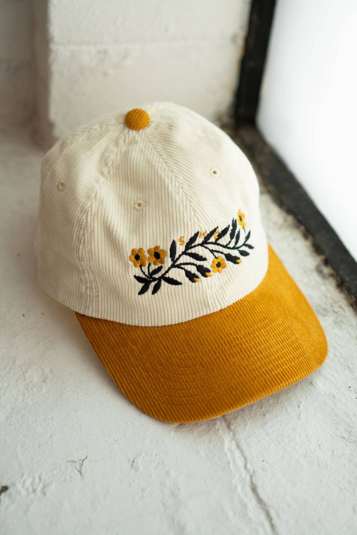 Garland Two-Tone Corduroy Dad Embroidered Cord Hat - Vanilla / Butterscotch