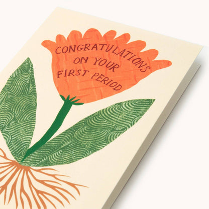 First Period Card close-up detail
