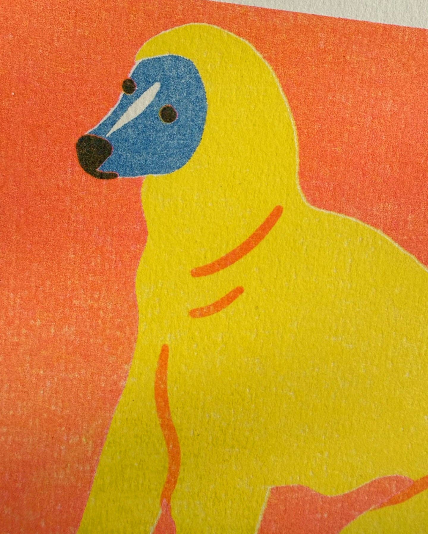 Italian Greyhound Mini risograph print shown unframed - PABOOM