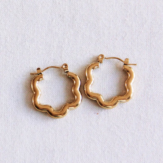 Flower Shaped Gold  Hoop