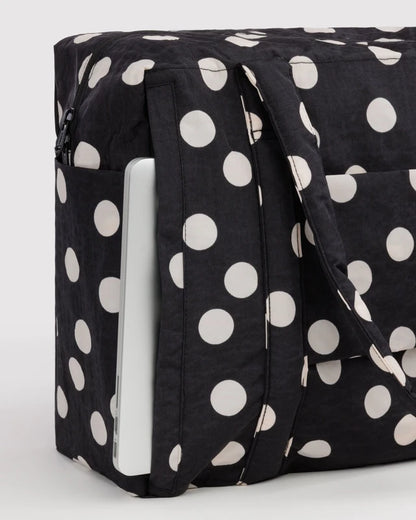 BAGGU Cloud Carry-on Black and Cream Polka Dot side profile - PABOOM