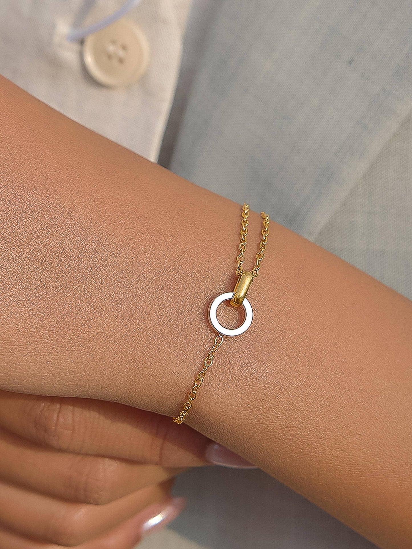 Lenora Two Tone Circle Bracelet