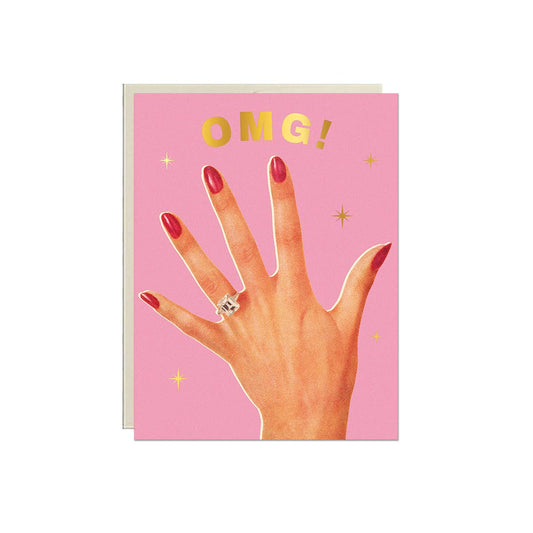 OMG Engaged gold foil greeting card with matching envelope - PABOOM