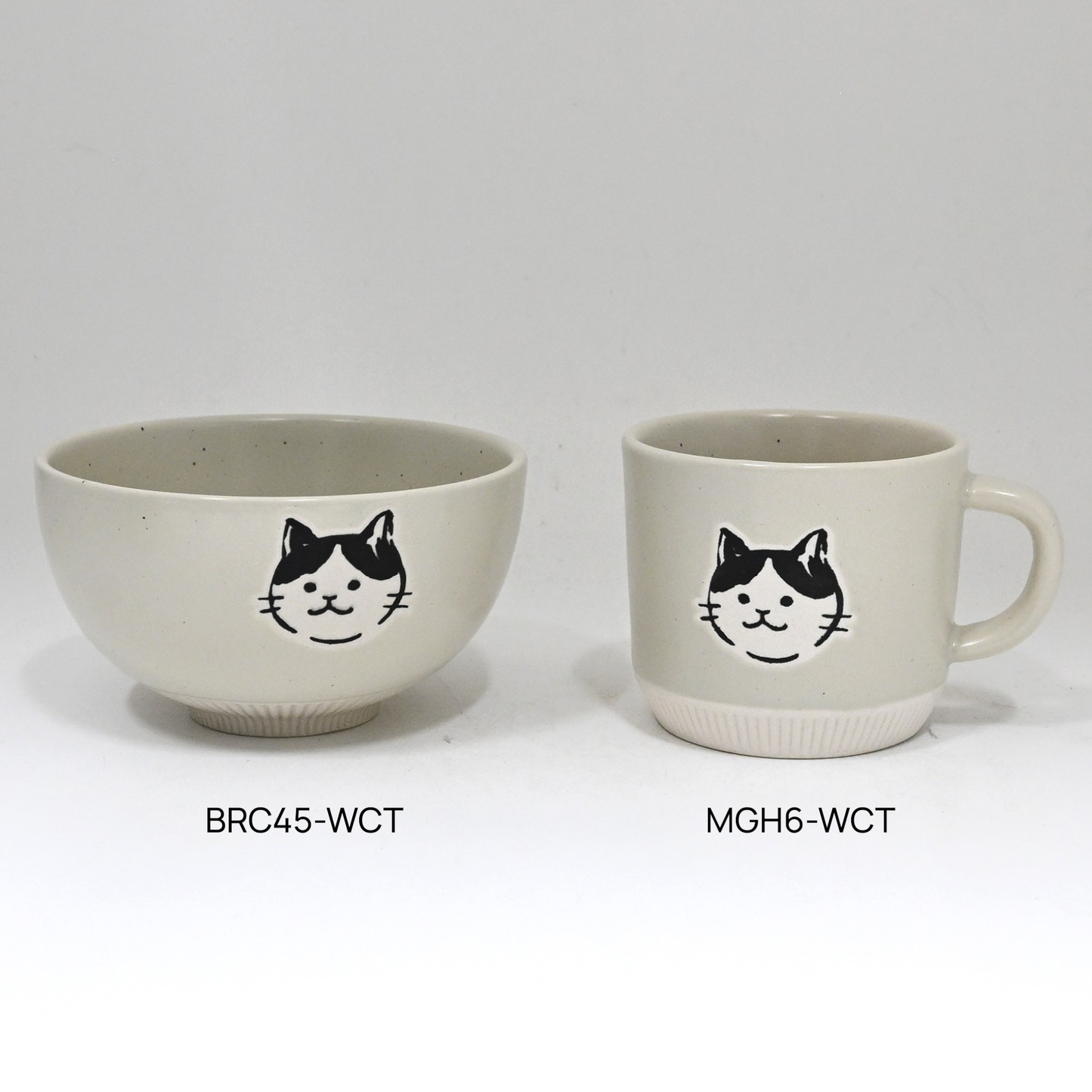 Cat Design Porcelain Rice Bowl White