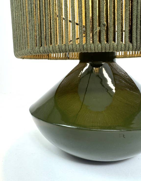 Forest Green Table Lamp With Corded Shade