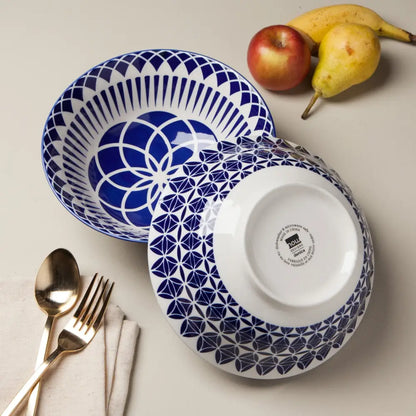 Danica - Geo Blue Stamped Bowl 8 inch