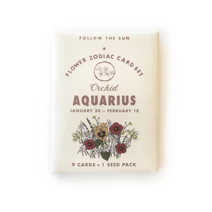 Aquarius Flower Zodiac Sticker Card Set