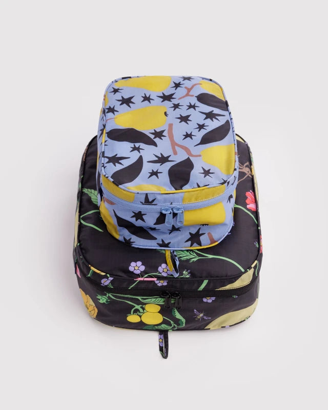 BAGGU Packing Cube Set in Winter Orchard print, set of two zip pouches - PABOOM