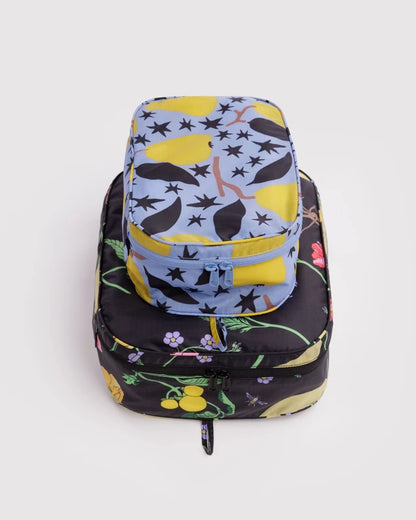 BAGGU Packing Cube Set in Winter Orchard print, set of two zip pouches - PABOOM