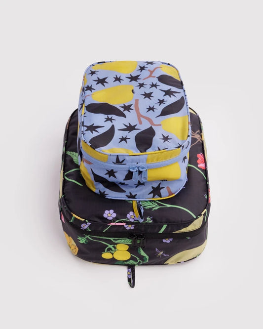 BAGGU Packing Cube Set in Winter Orchard print, set of two zip pouches - PABOOM