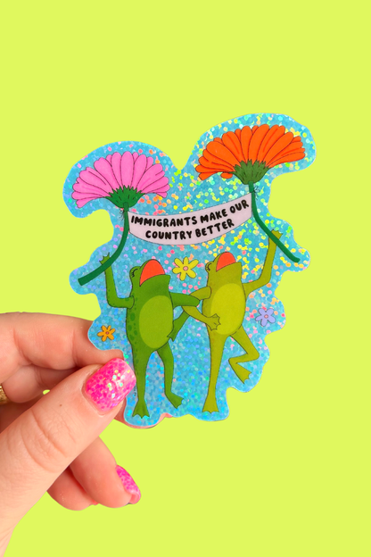 Sticker shown flat on a plain background