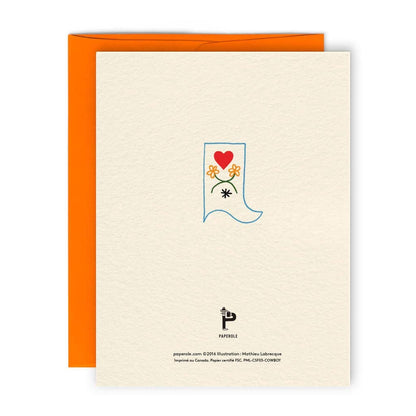 Cowboy Love card paired with its orange envelope