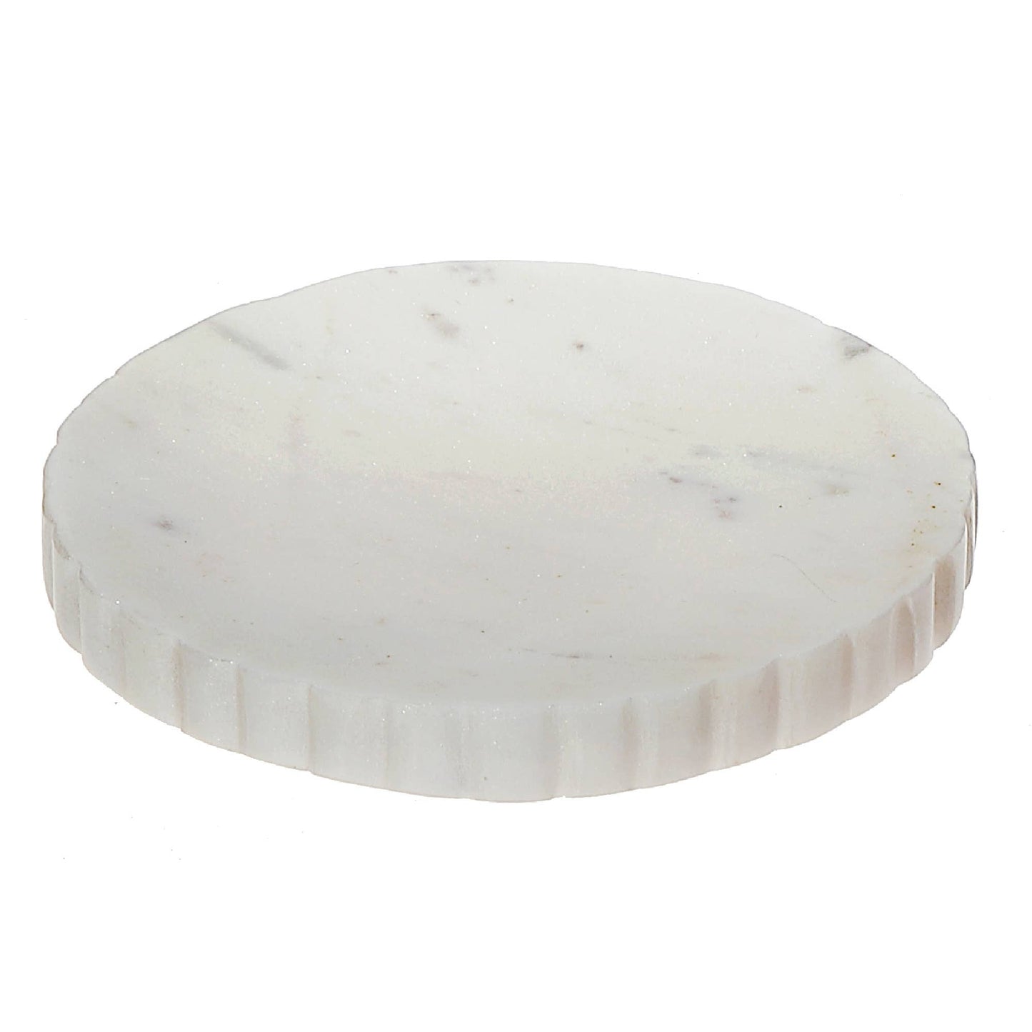 Eleanor White Marble Round Soap Dish Scalloped