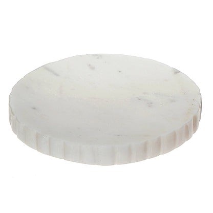 Eleanor White Marble Round Soap Dish Scalloped