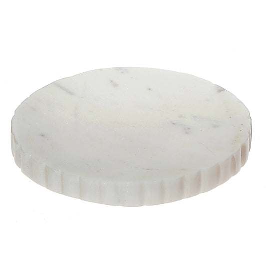 Eleanor White Marble Round Soap Dish Scalloped