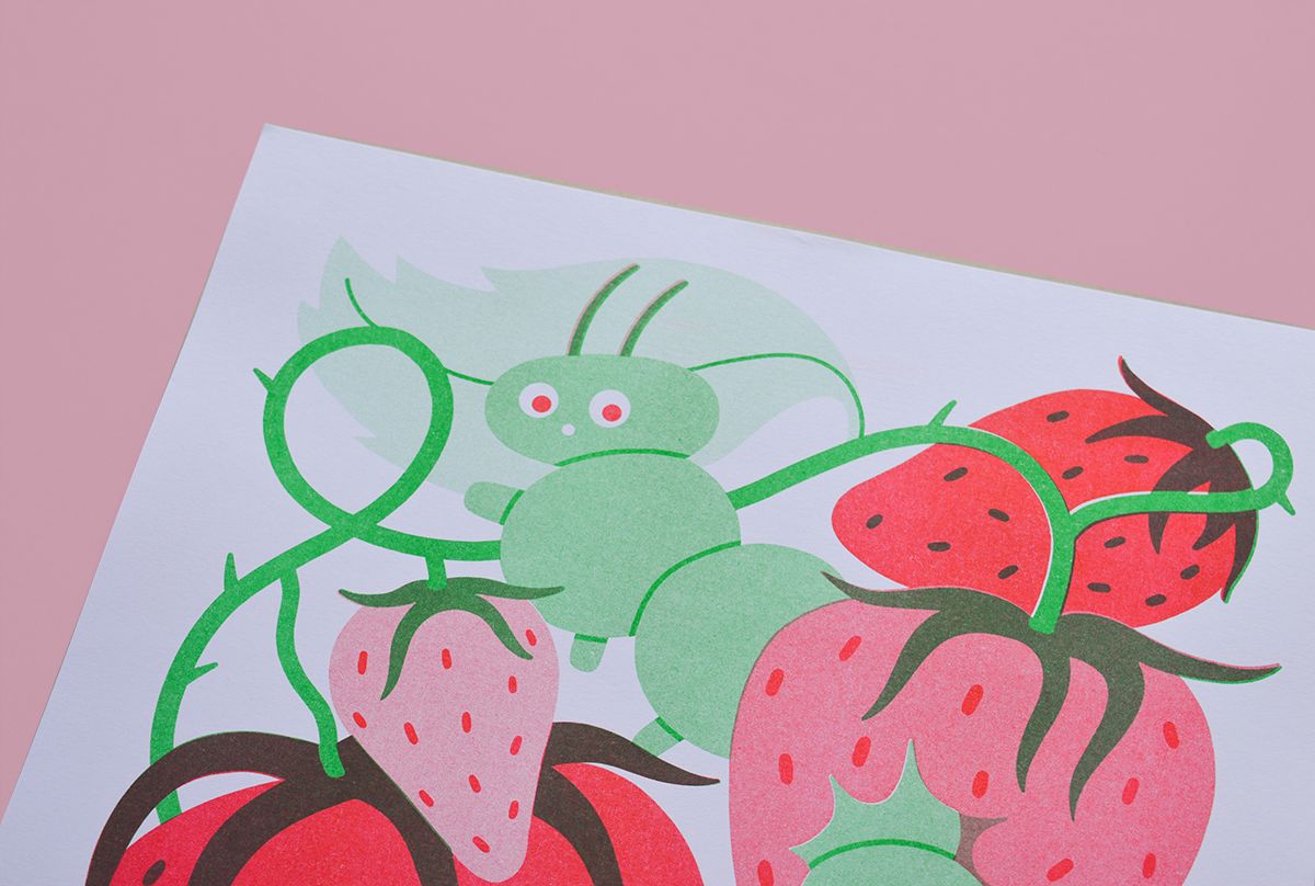 Eat Yer Strawbs - A4 Risograph Print