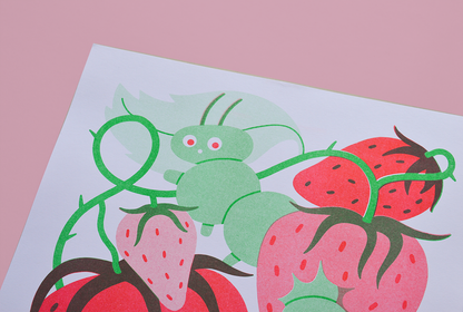 Eat Yer Strawbs - A4 Risograph Print