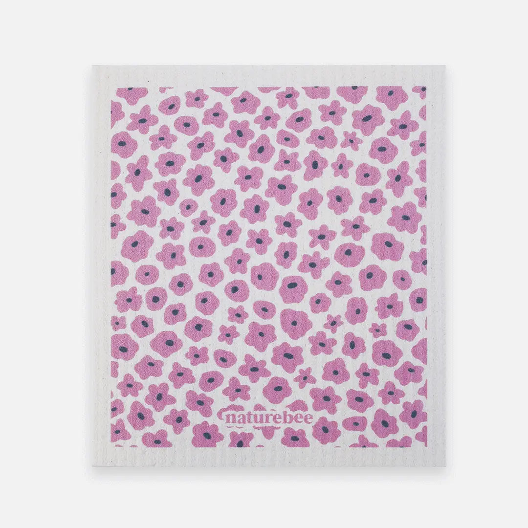 Sponge Cloth Purple Flowers