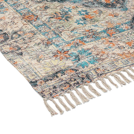 Blue/Ivory Printed Floor Rug
