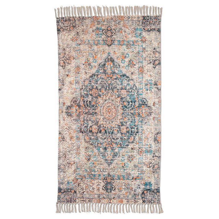 Blue/Ivory Printed Floor Rug