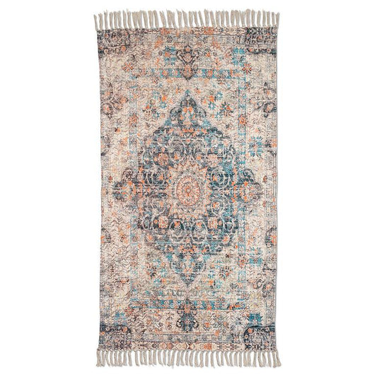Blue/Ivory Printed Floor Rug