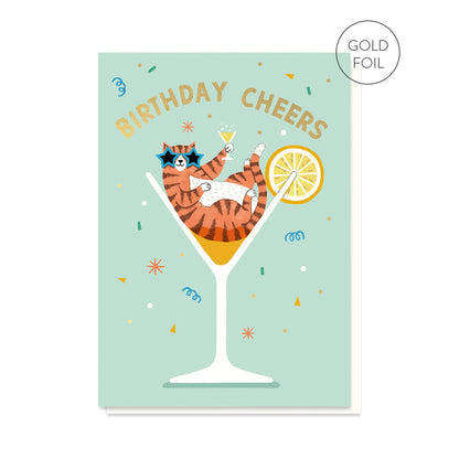 Cocktail Cat Birthday Card
