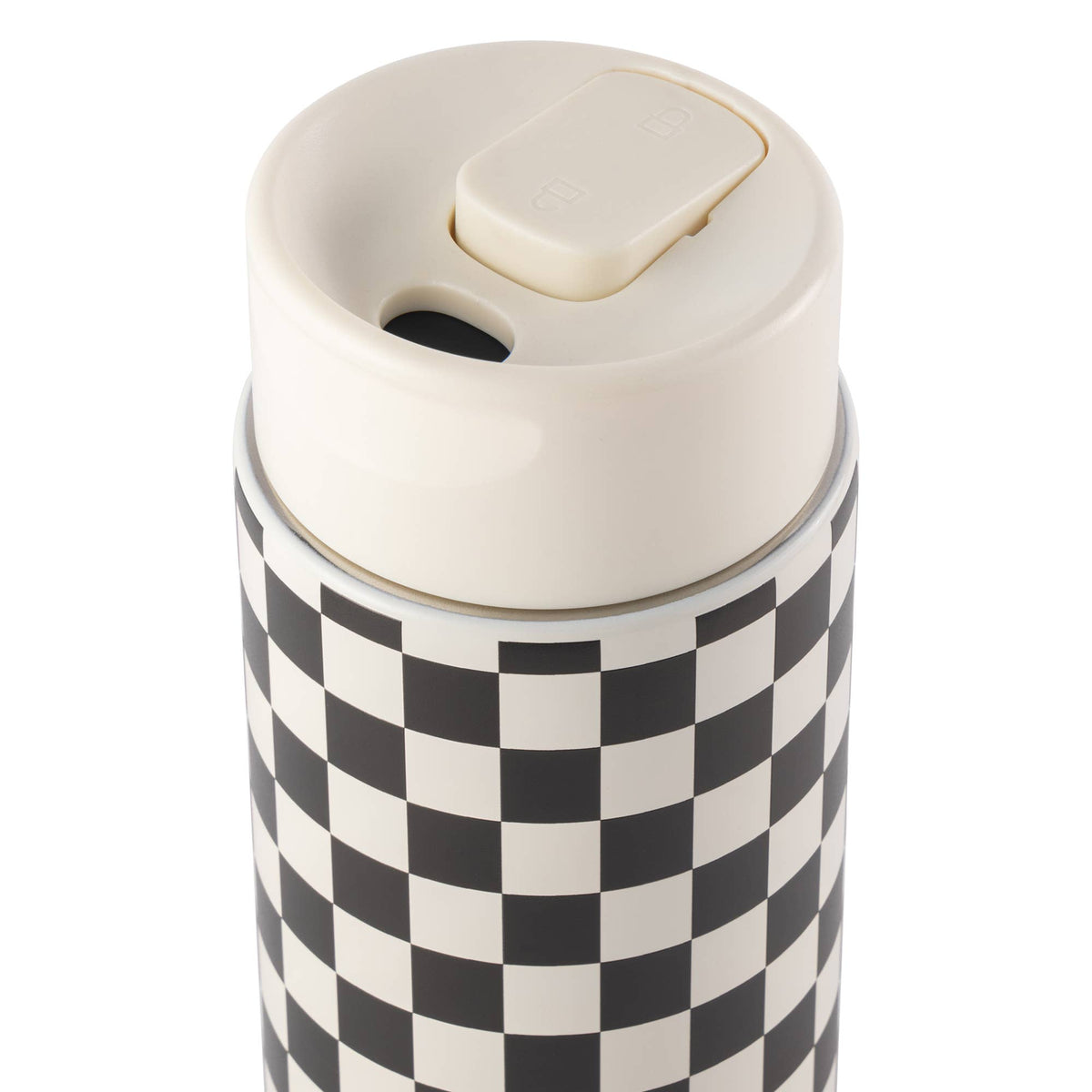 Coffee Tumbler - Black + White Checkered