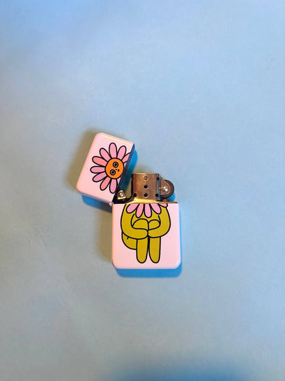 Close-up of the Flower Boy lighter's illustration