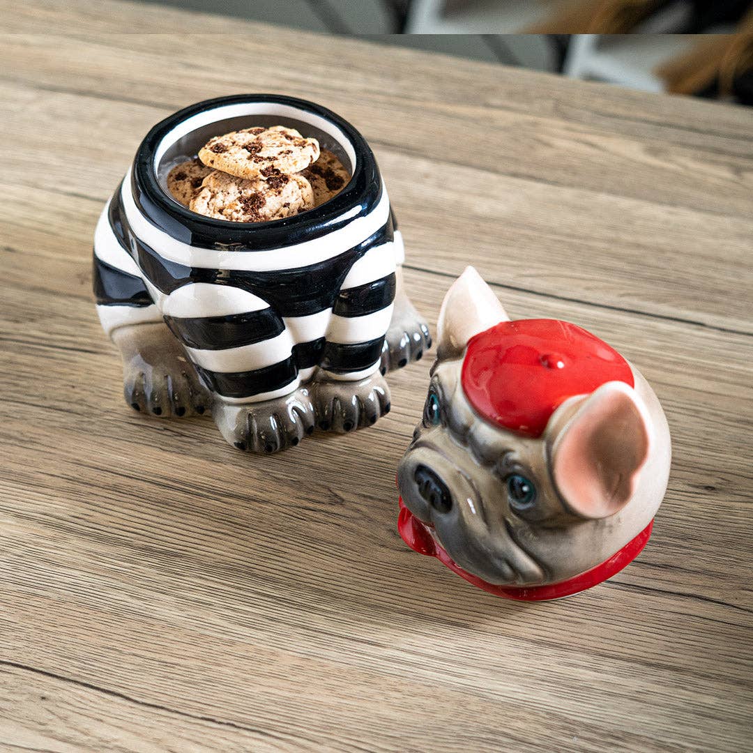 French Bulldog cookie jar shown from a side profile