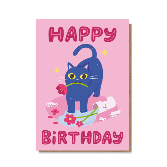 Cat + Flowers Card