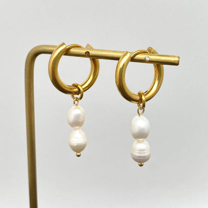 Pearl Charm Huggie Earrings