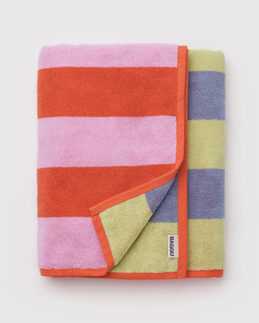 BAGGU Organic Cotton Bath Towel - Pool Stripe