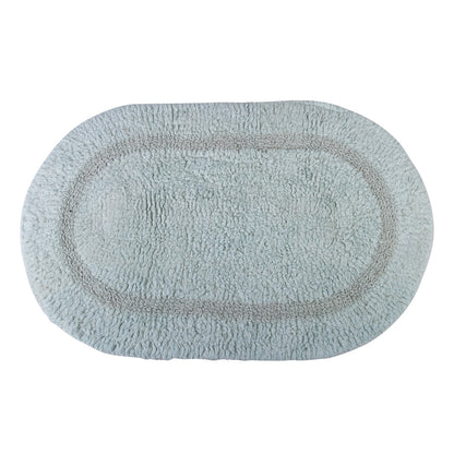 Serene Bath Mat Oval Cotton Reversible Aqua