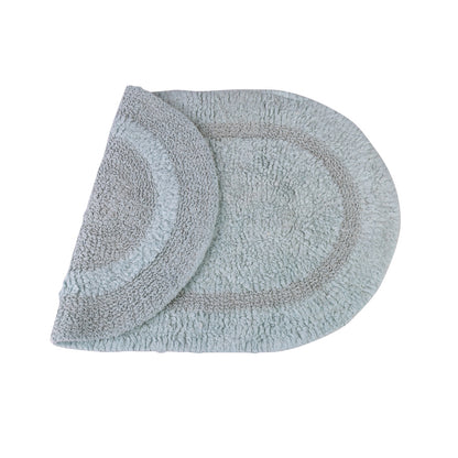 Serene Bath Mat Oval Cotton Reversible Aqua