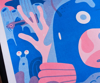 Sea Creature A3 Risograph Print