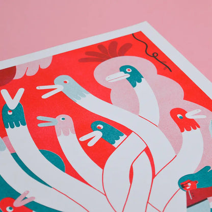 Duck Monster Risograph Print