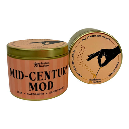 Charleston & Harlow Mid-Century Mod candle and box lineup lifestyle shot