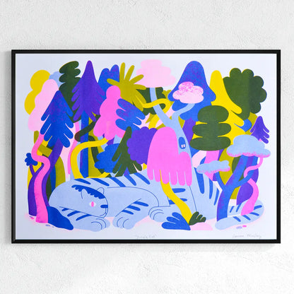 Jungle Cat Risograph Print